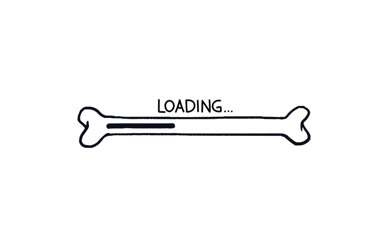 Bone loading bar. Doodle progress bar bone with download indicator. Vector stock illustration black on white sketch with quote on top.