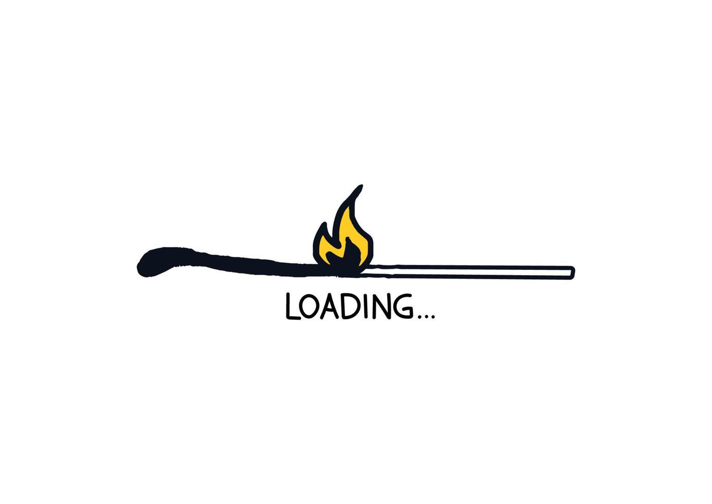 Loading bar doodle burning match. Hand drawn load regression symbol. Vector stock illustration burn match download web page.