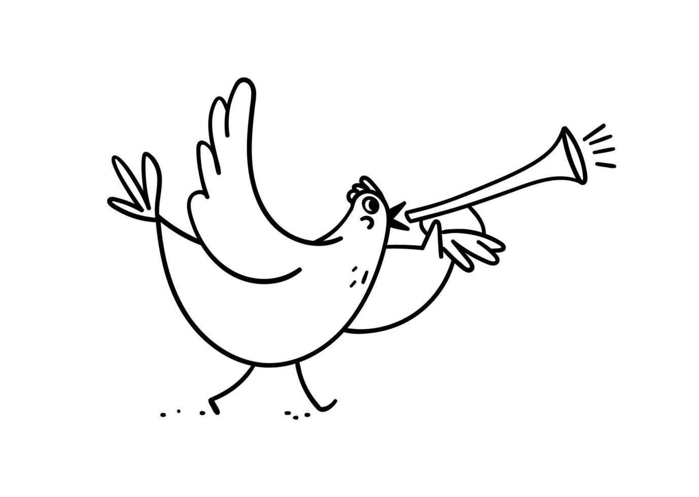 ruidosos cuervos de pollo. la gallina del garabato va y notifica en el altavoz o canta llamadas ilustración vectorial aislada en fondo blanco. vector