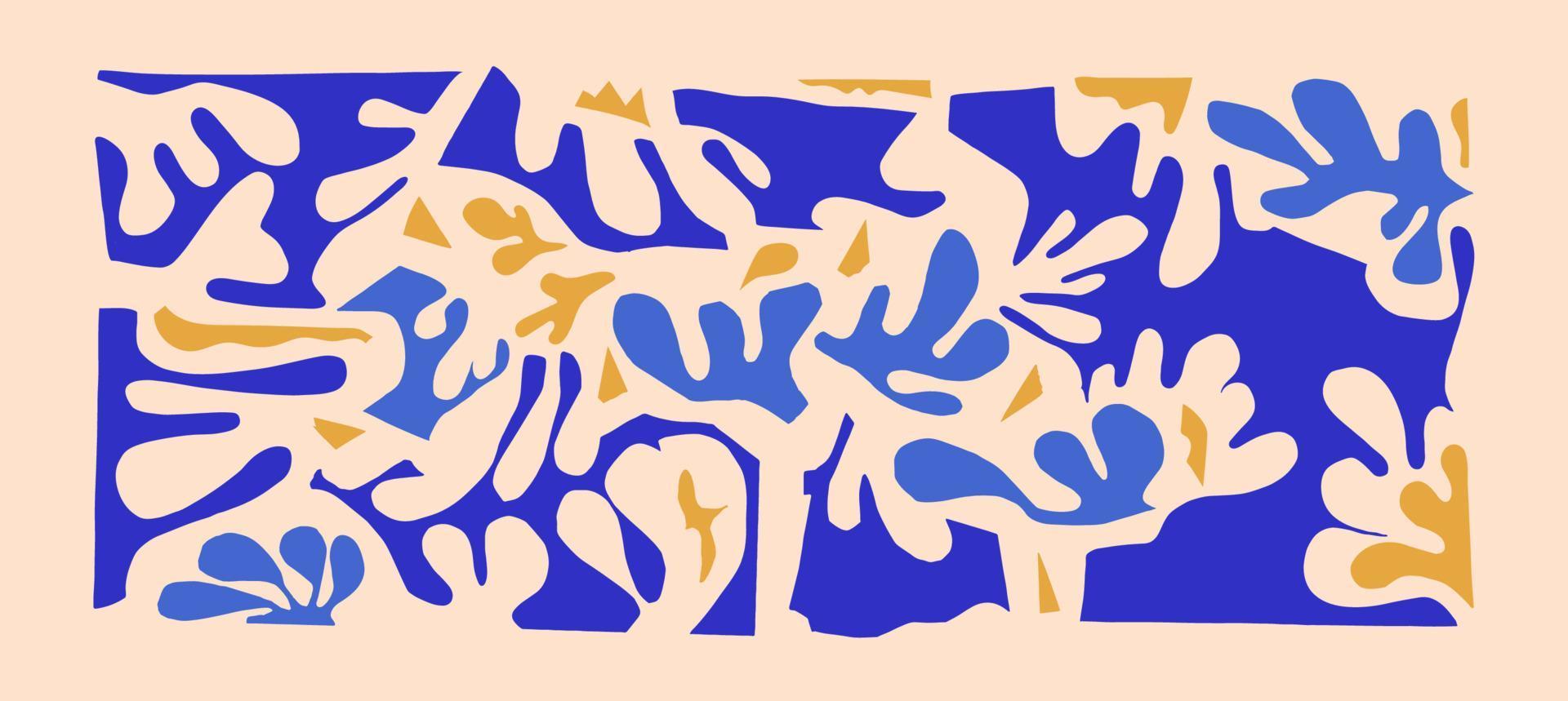 restos de color vectorial de papel aislado. un conjunto de plantas abstractas y diferentes formas inspiradas en matisse. pedazos restantes de papel cortado. vector