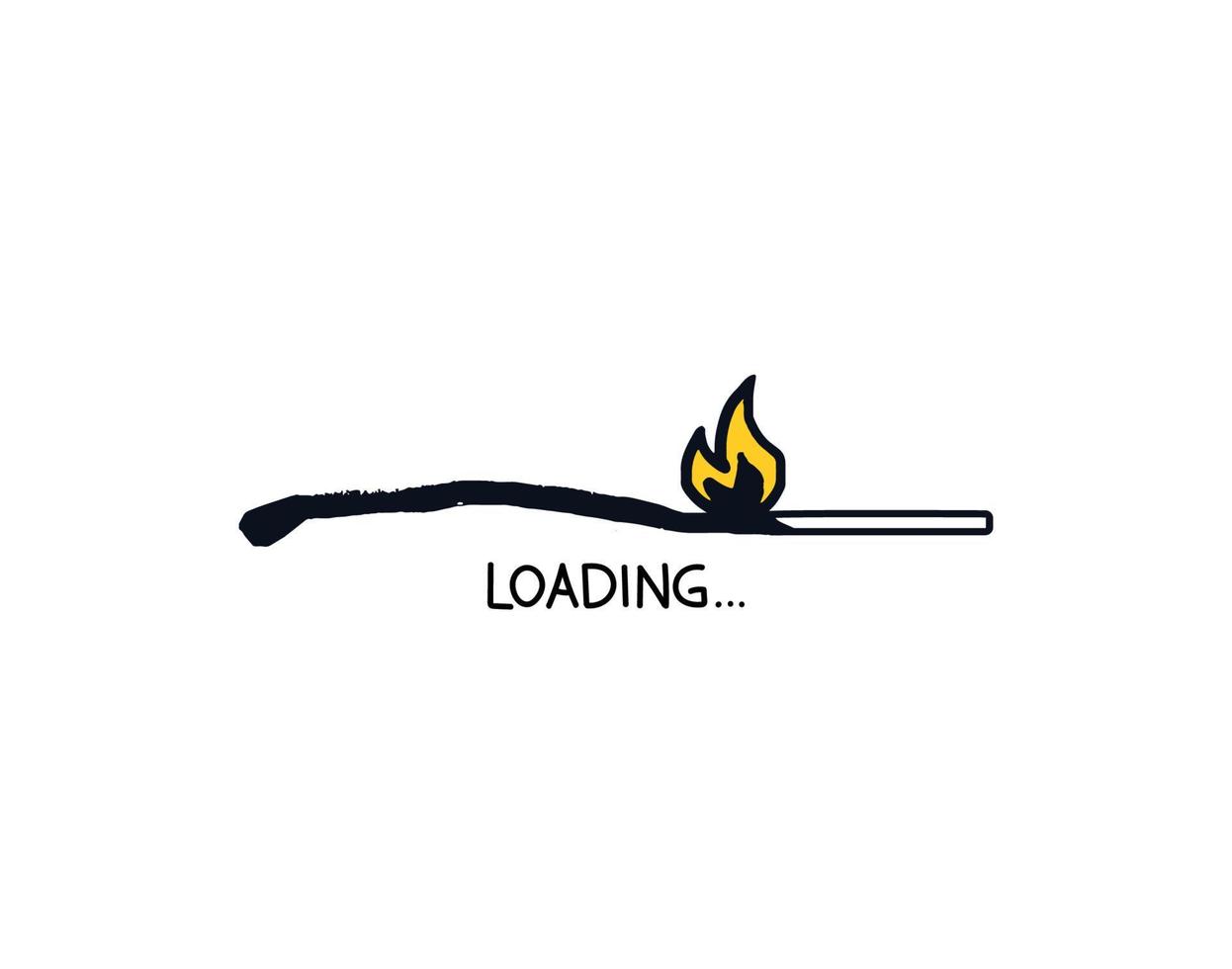 Loading bar sketch burning match. Doodle regression bar. Hand drawn load symbol. Vector stock illustration burn match download web page