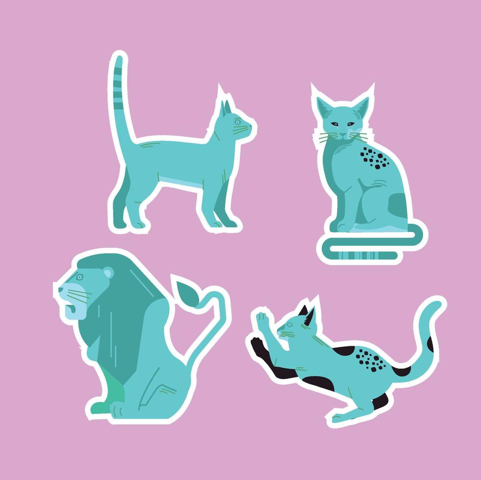 paquete de pegatinas de gato azul vector