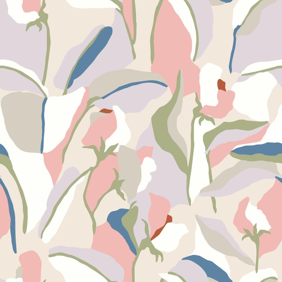 Vector abstract flower illustration seamless repeat pattern