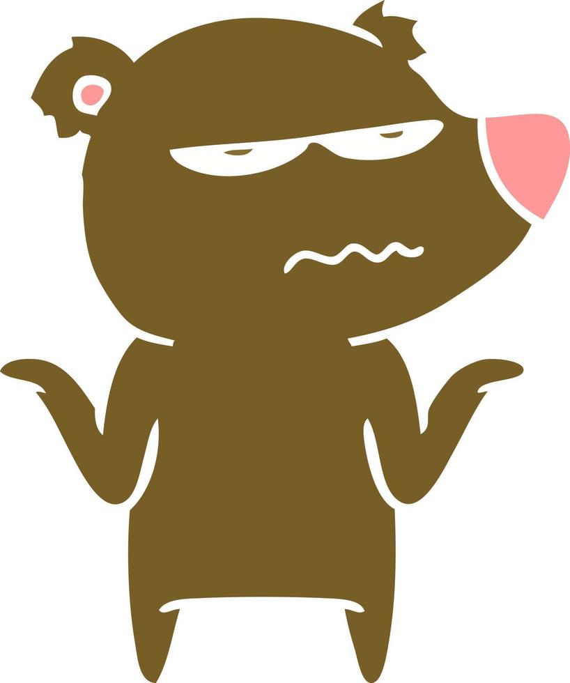 annoyed bear flat color style cartoon vector
