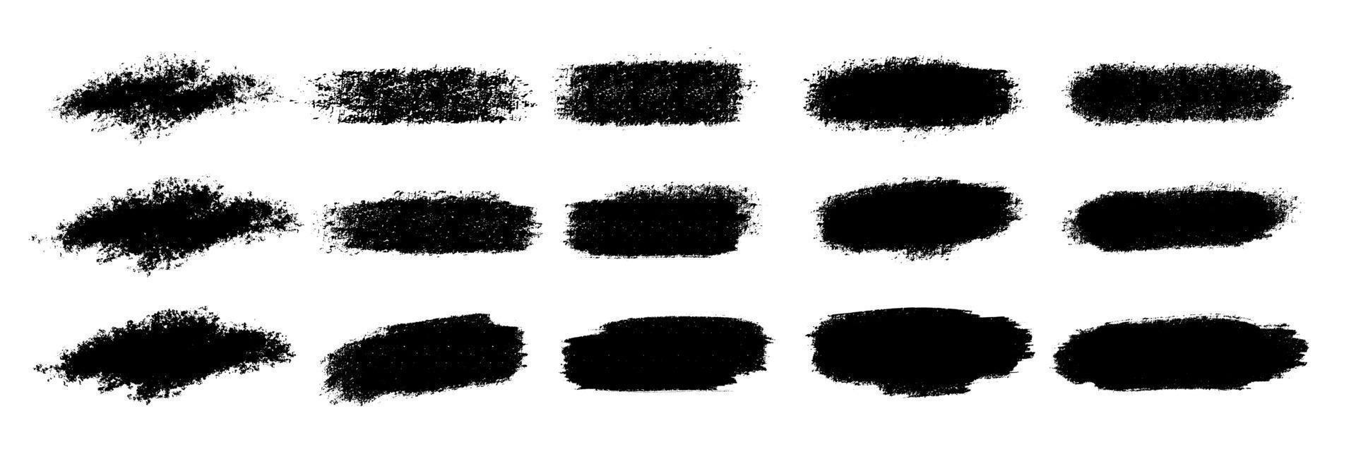 Vector set of hand drawn brush strokes, stains for backdrops. Monochrome design elements set. One color monochrome artistic hand drawn backgrounds.