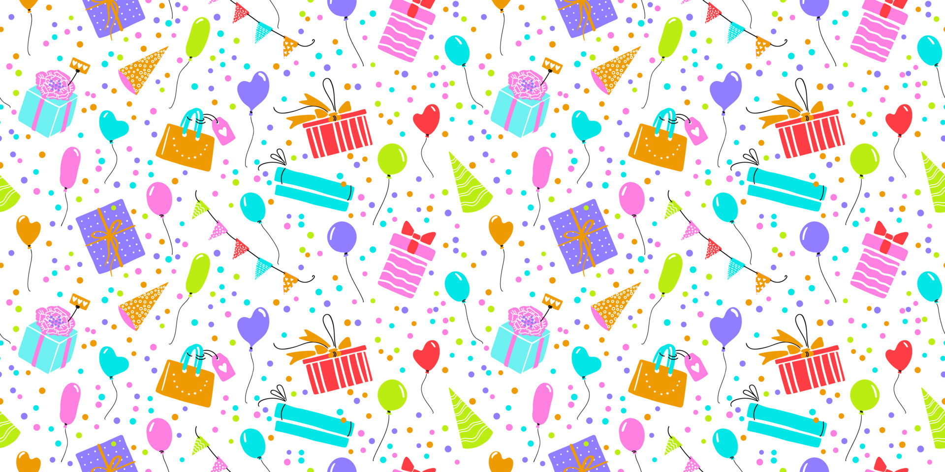 Celebration Vector Seamless Pattern With Gift Boxes Confetti Balloons celebration-vector-seamless-pattern-with-gift-boxes-confetti-balloons
