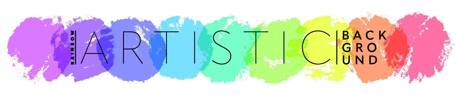 Rainbow creative horizontal banner from paint round strokes. Artistic abstract design for banners, posters etc. vector