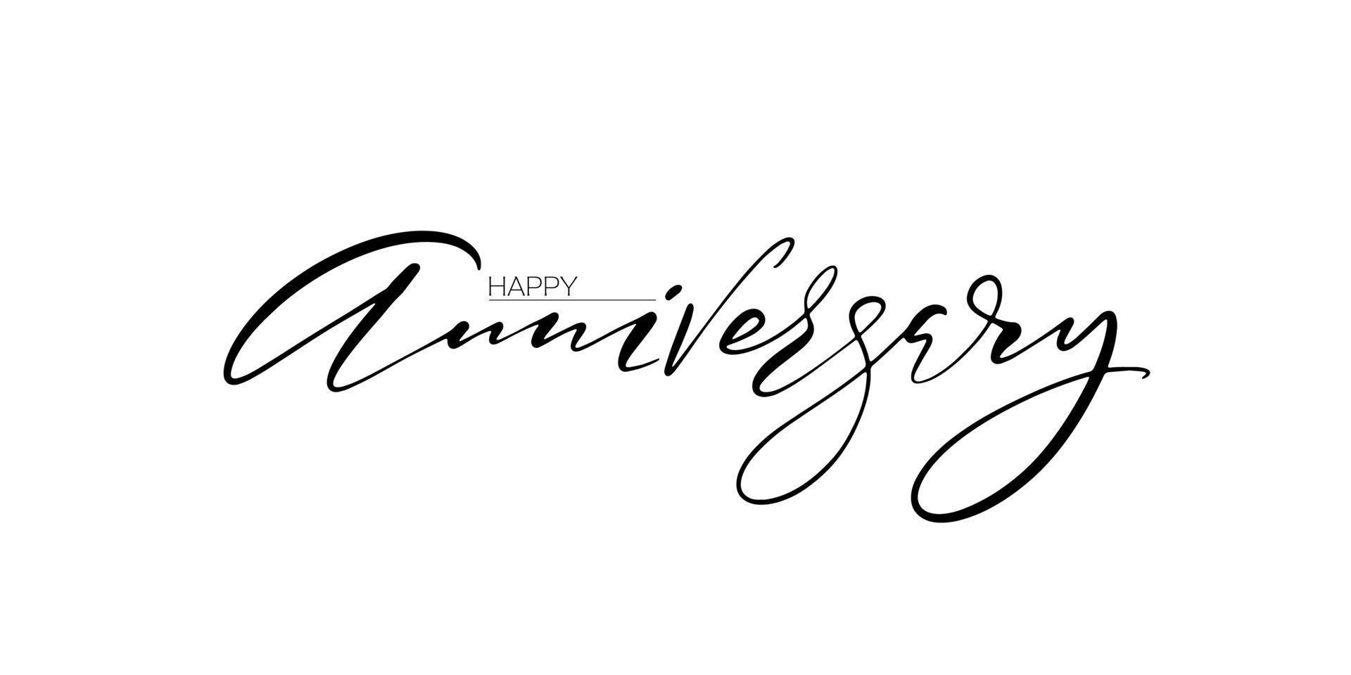 Happy Anniversary minimlistic calligraphy horizontal card. Greeting template with lettering on white background. vector
