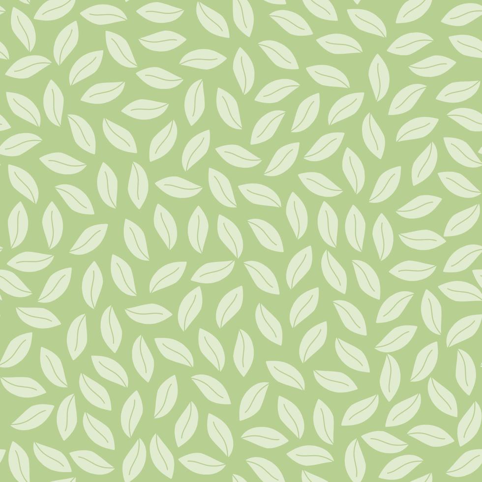 Vector seamless pattern with green leaves. Tea leaf minimalistic background. Floral green color backdrop.