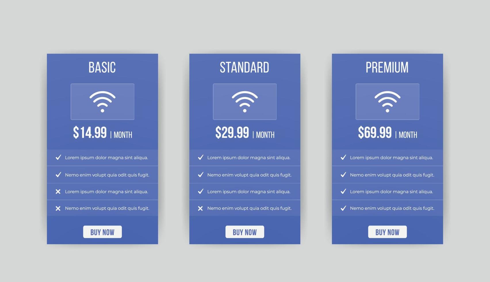 Blue Clean infographic Pricing tables and plans template vector