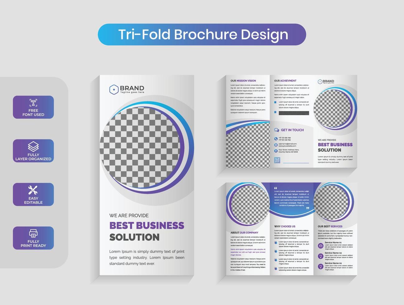 Creative Modern Abstract Corporate Business Trifold Brochure Design Template vector