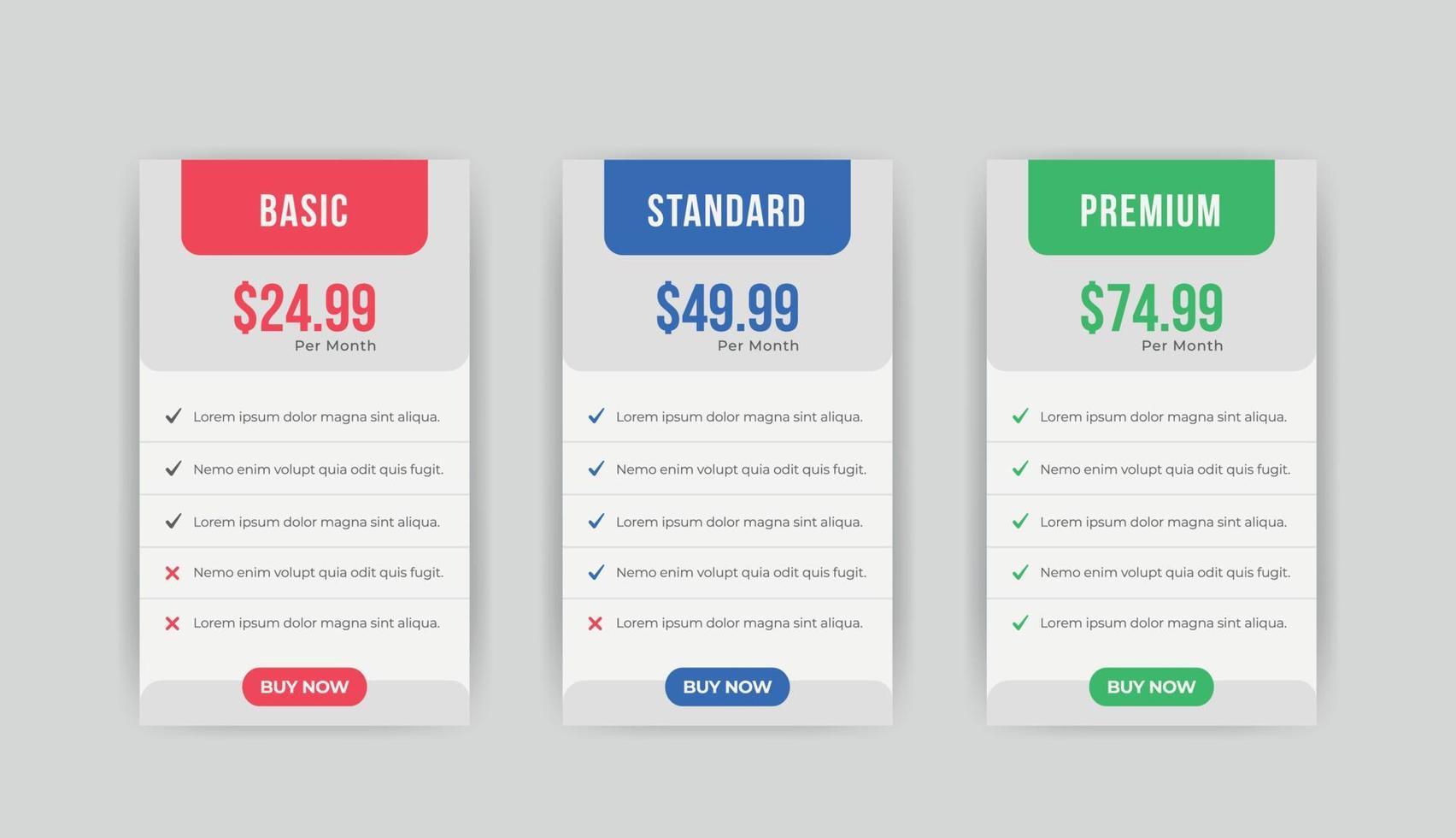 Minimalist infographic Pricing tables chart template vector