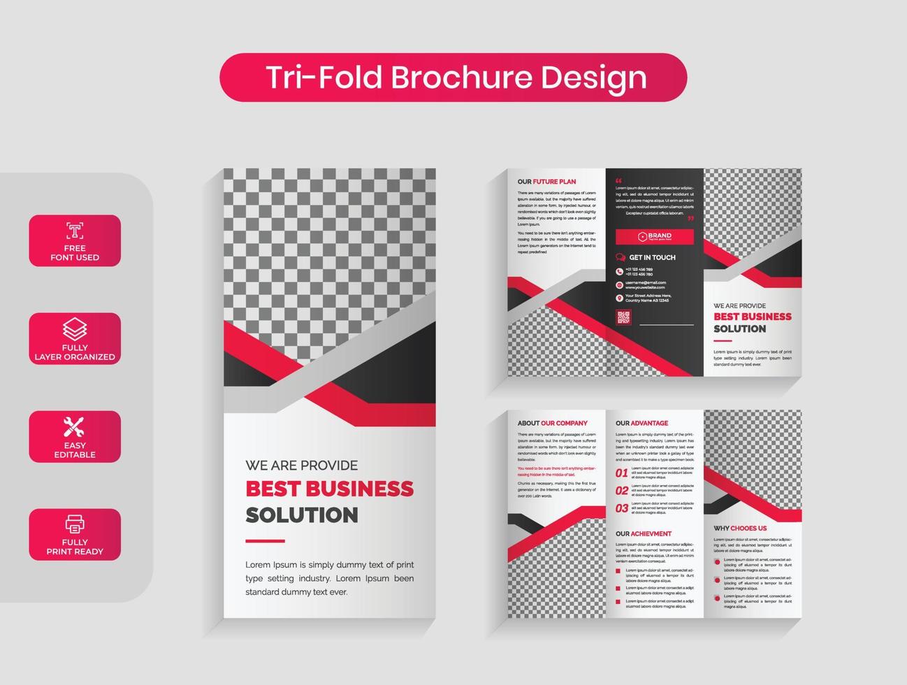 Creative corporate trifold brochure design vector