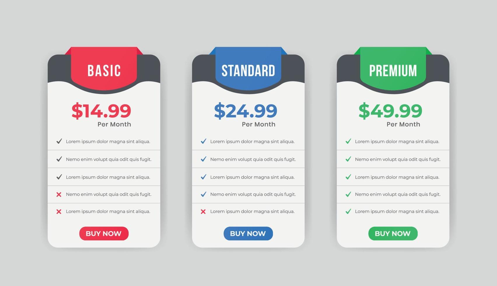 plantilla de diseño de tabla de plan de precios de infografía limpia vector