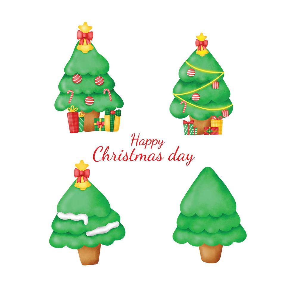 Watercolor Christmas tree . Christmas season illustration. vector