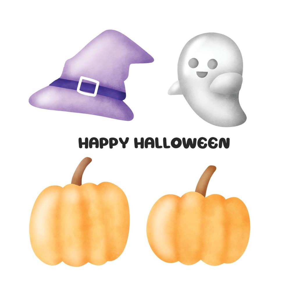 Watercolor Happy Halloween day. vector