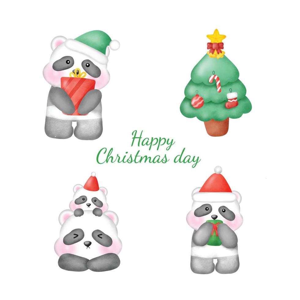 HAPPY CHRISTMAS IN WATERCOLOR STYLE. vector