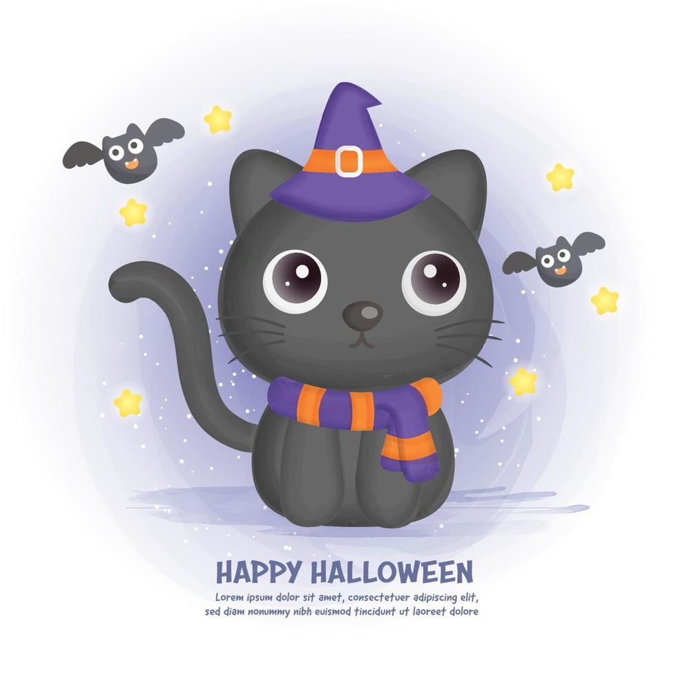 Halloween haunted house background with a witch. vector