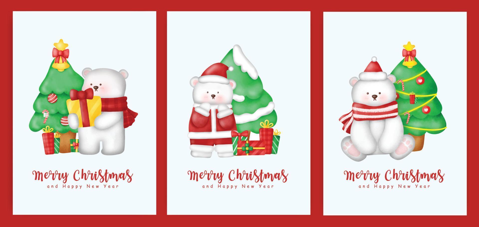 conjunto de tarjetas de navidad y tarjetas de felicitación de año nuevo. vector