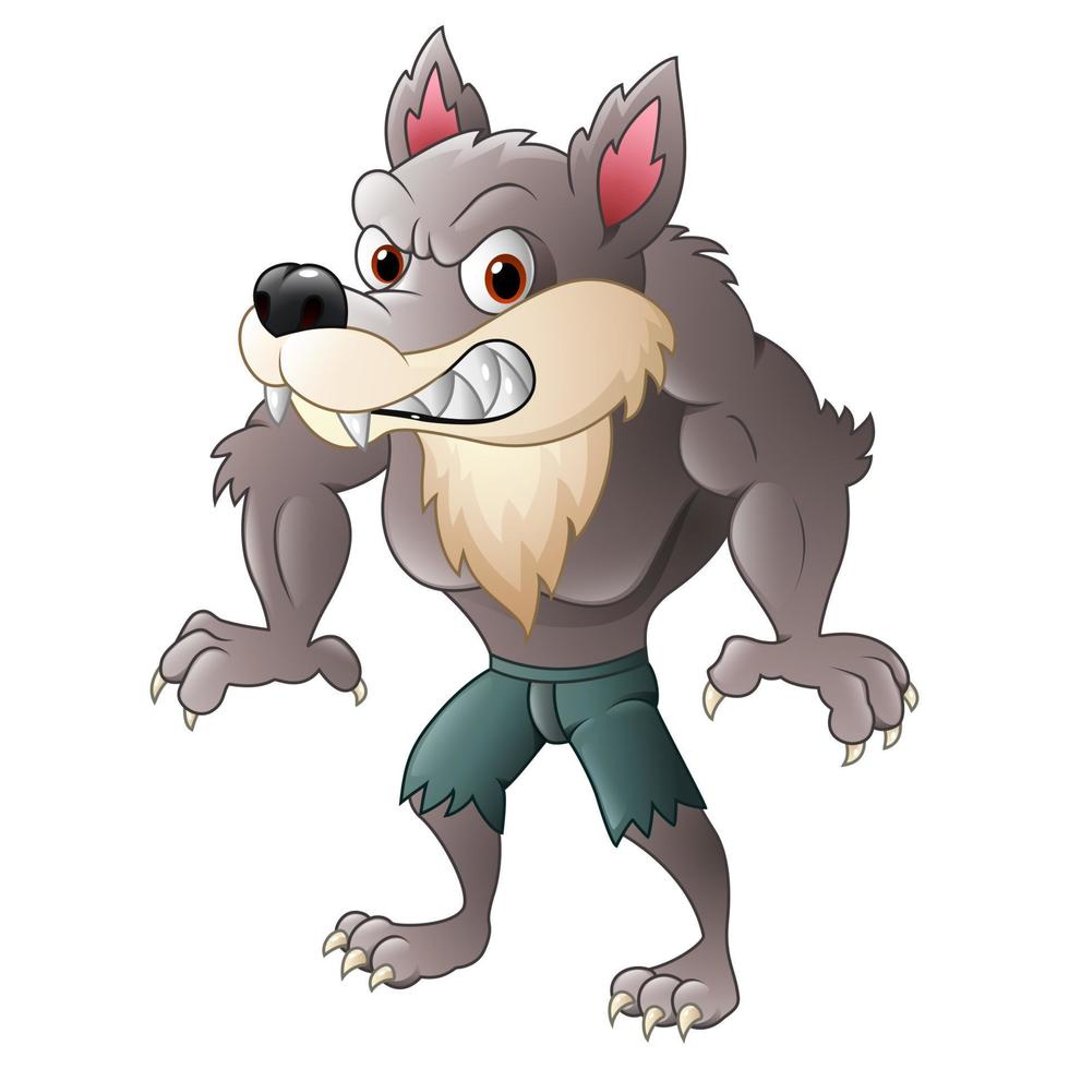 hombre lobo de dibujos animados de pie vector