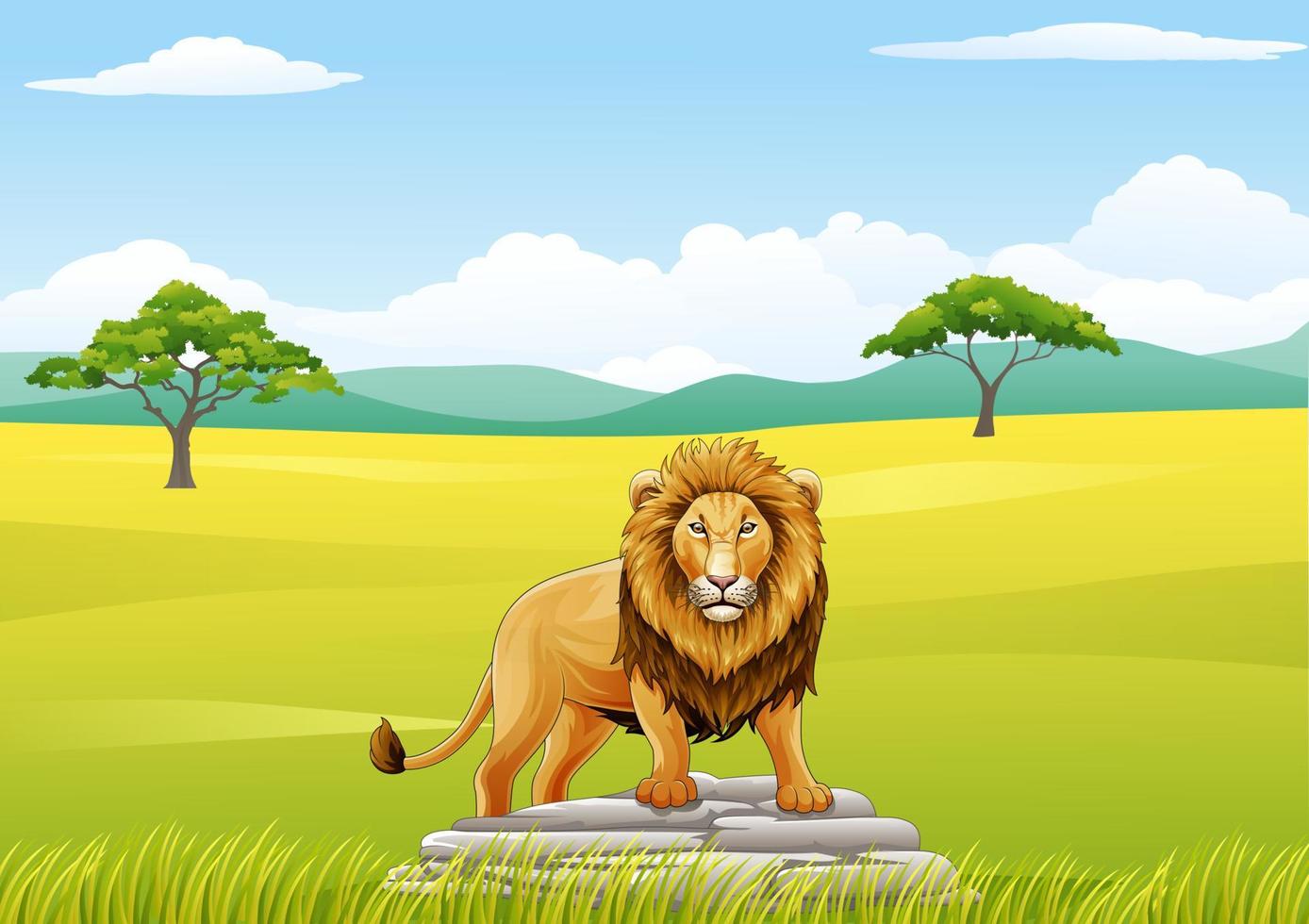 mascota de león de dibujos animados vector