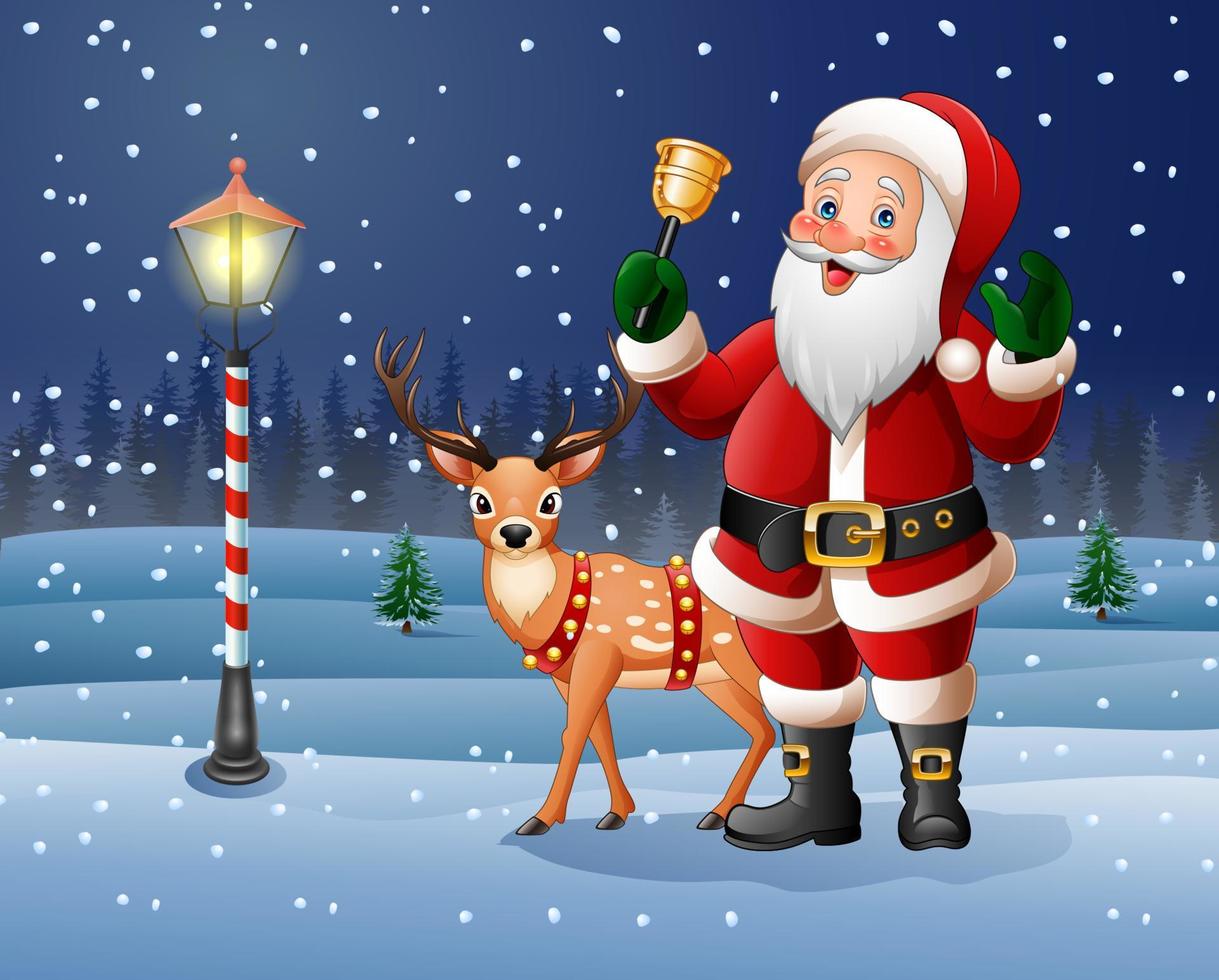 Cartoon Santa Claus ringing bell vector