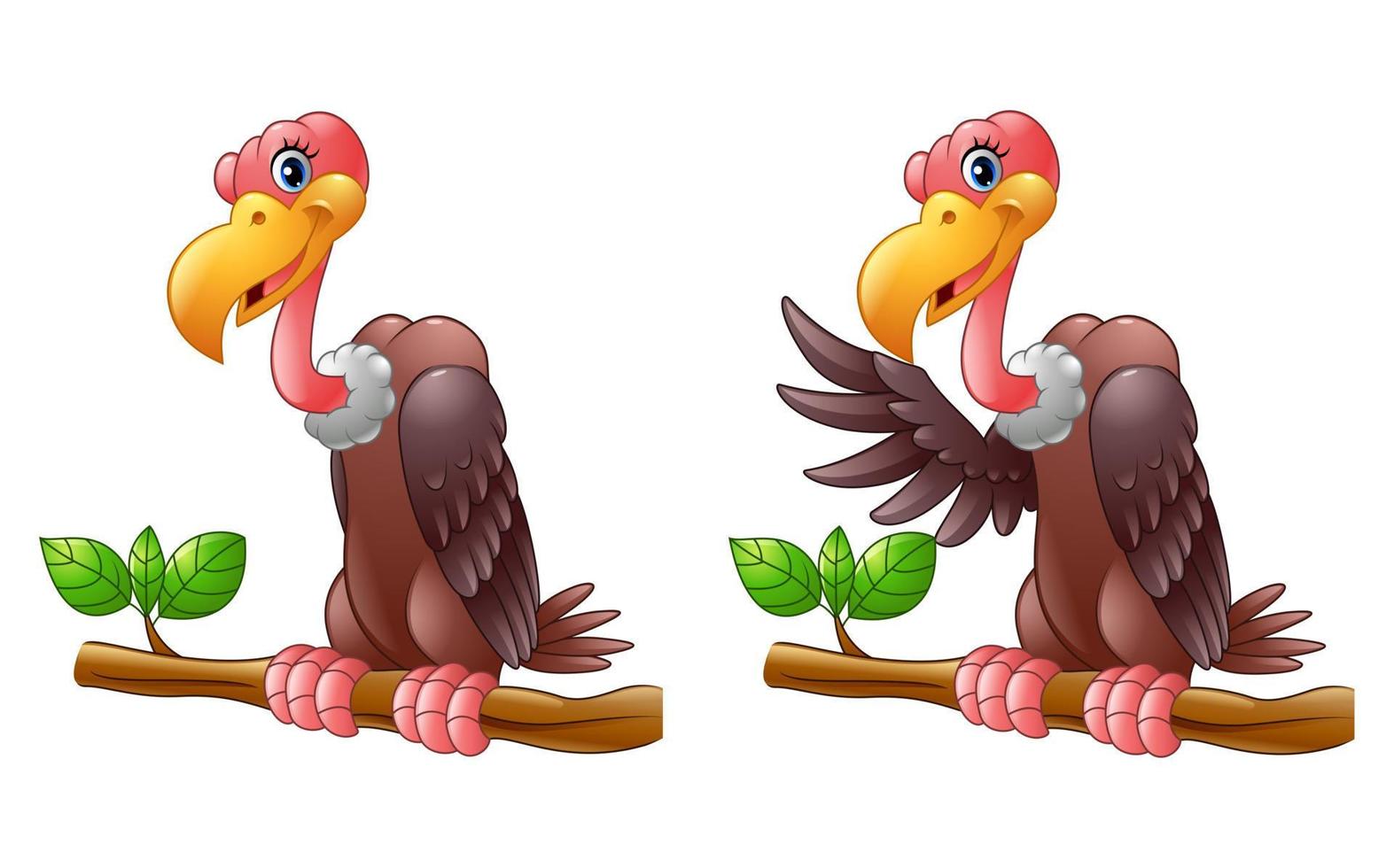 Vector illustration of Cartoon Vulture on a tree branch collections