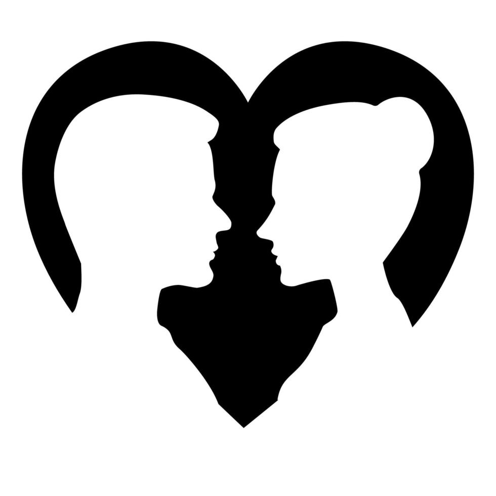 Silhouettes of loving couple vector