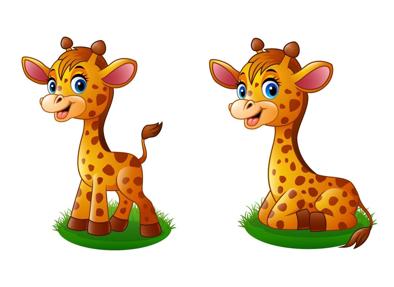 Cartoon baby giraffe collections set vector