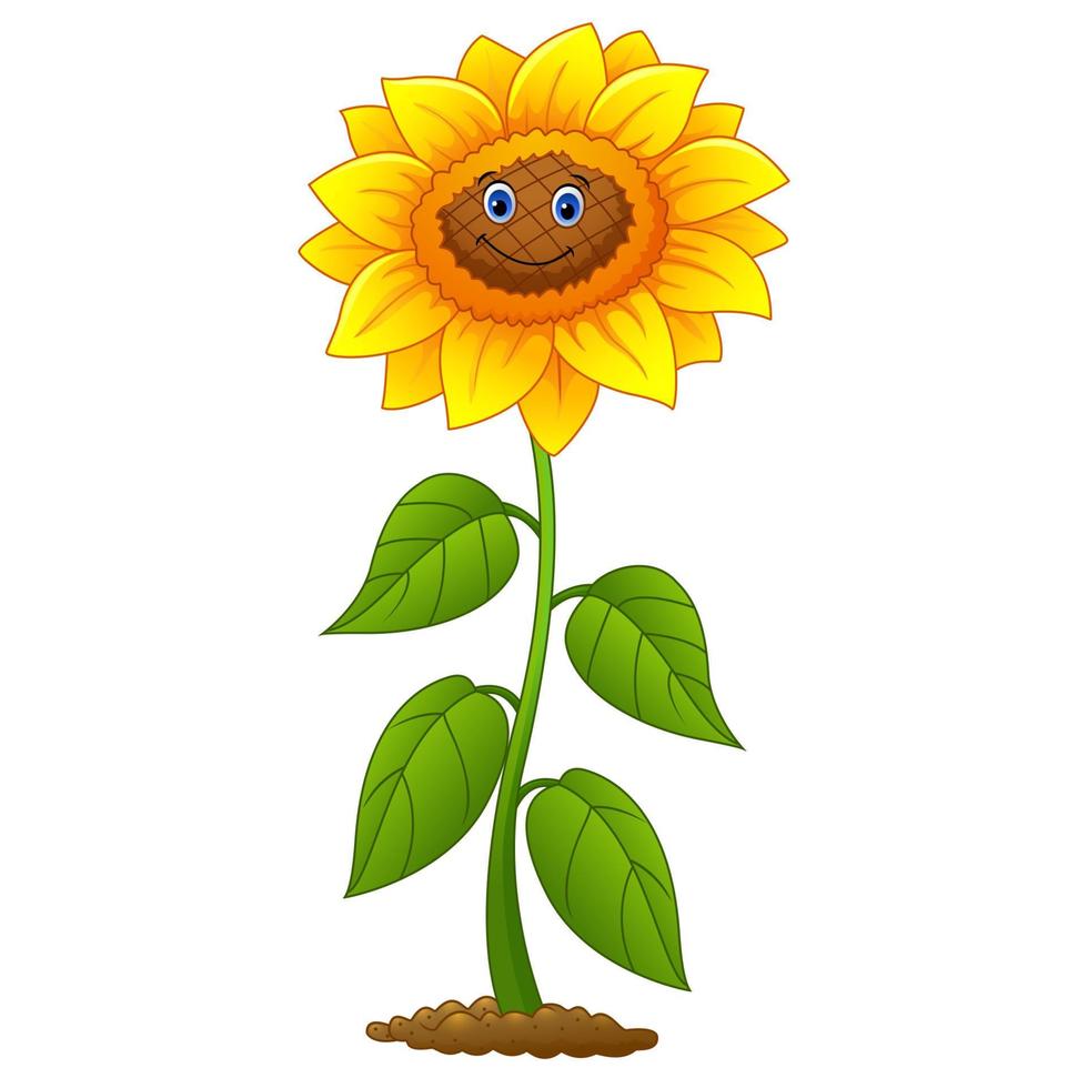 Cartoon smiling sunflower vector