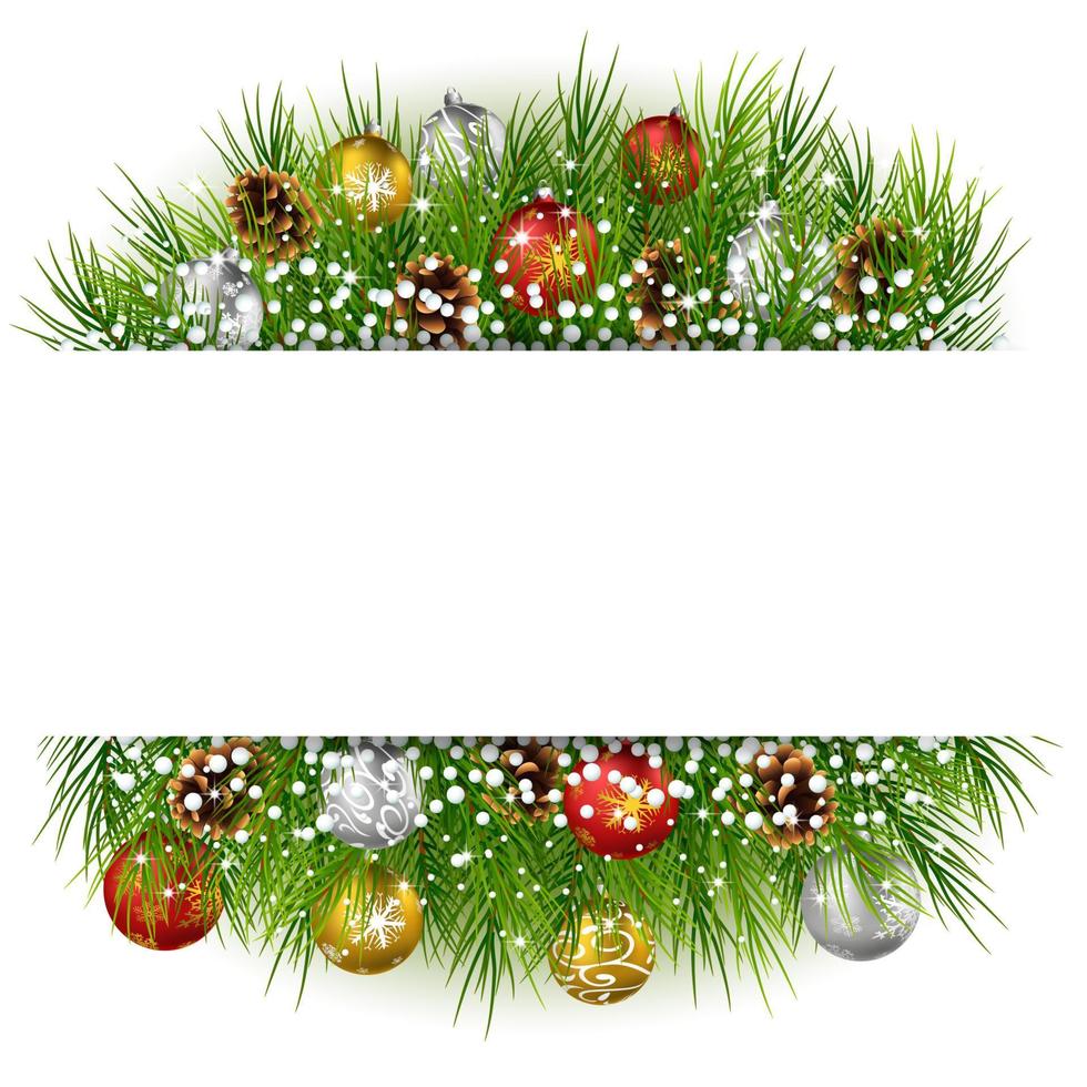 Decoración navideña con guirnaldas de abeto aislado en blanco vector