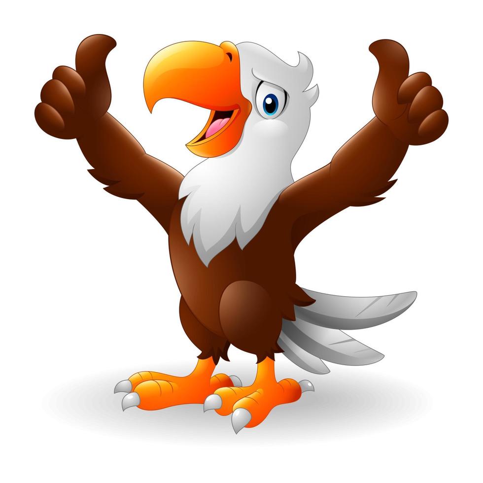 Cartoon eagle giving two thumbs up vector