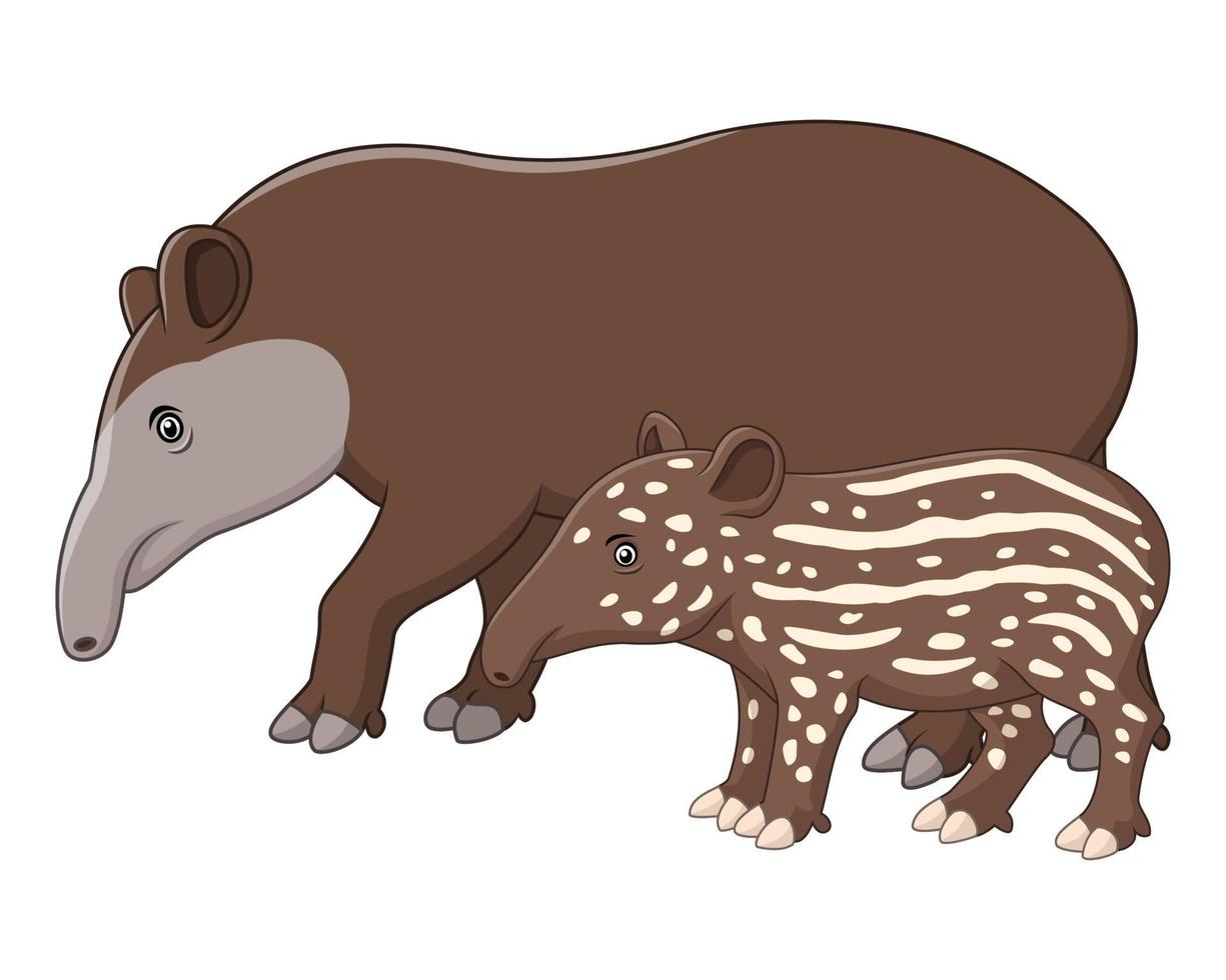 madre y bebé tapir vector