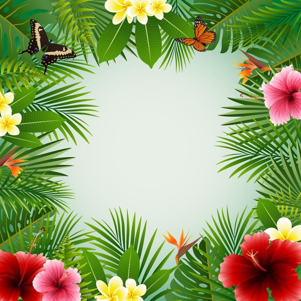 Tropical plants background vector