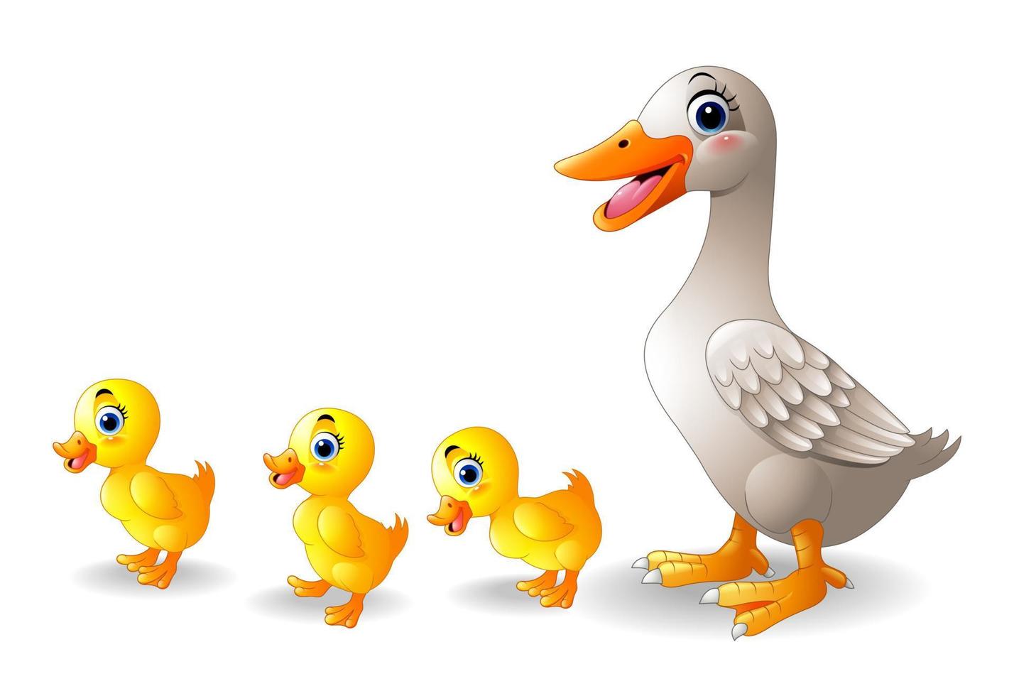 caricatura de la familia del pato de dibujos animados vector