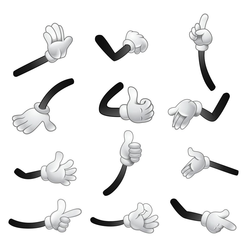 Cartoon hands gloves collection. Vector illustration