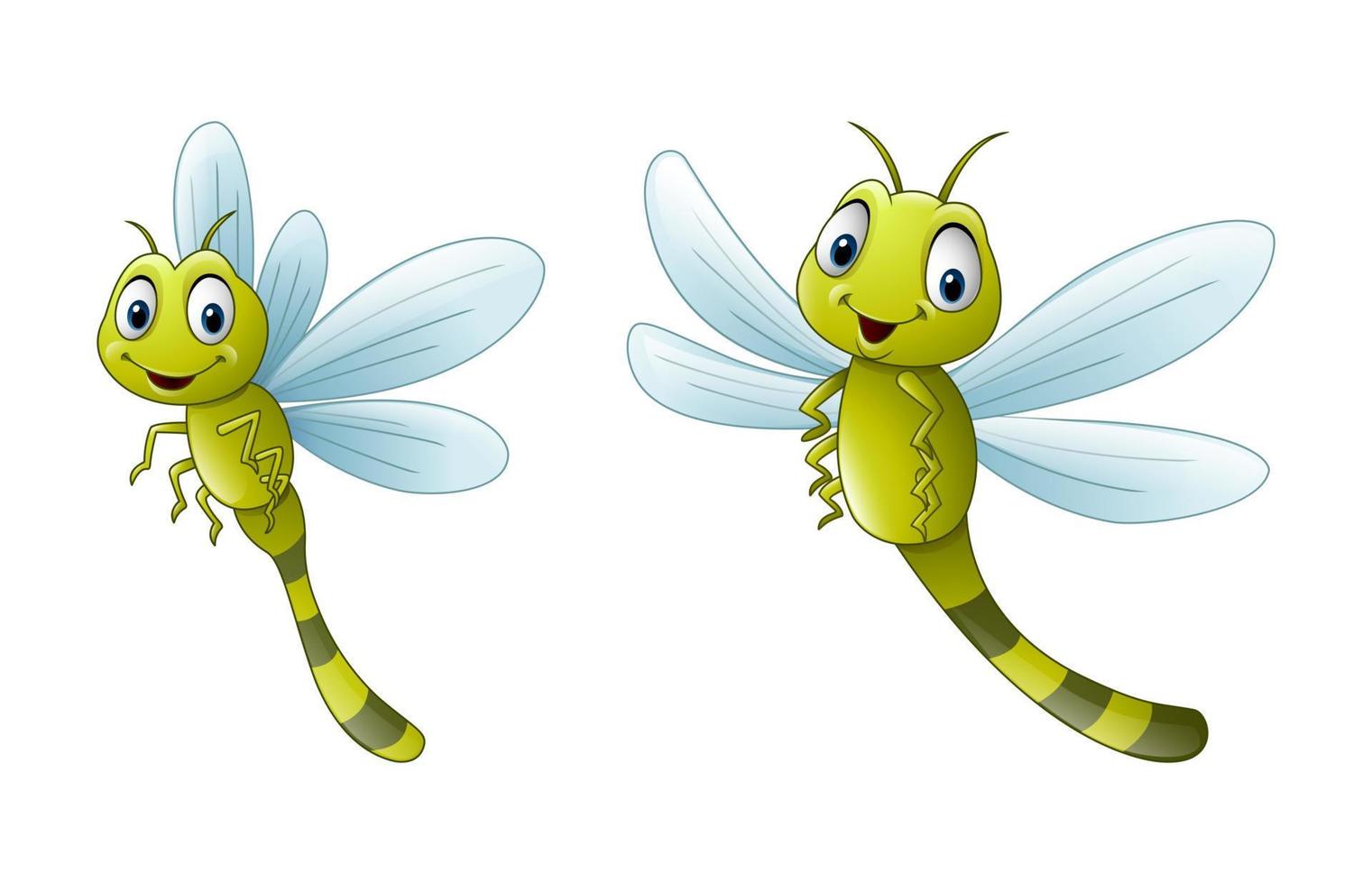 divertidas colecciones de ilustraciones de libélulas de dibujos animados vector
