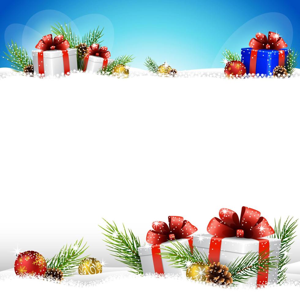 fondo de navidad con regalos y nieve vector