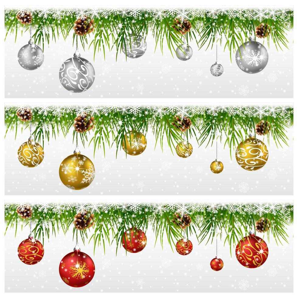 Christmas decoration with fir-tree garland isolated on white vector