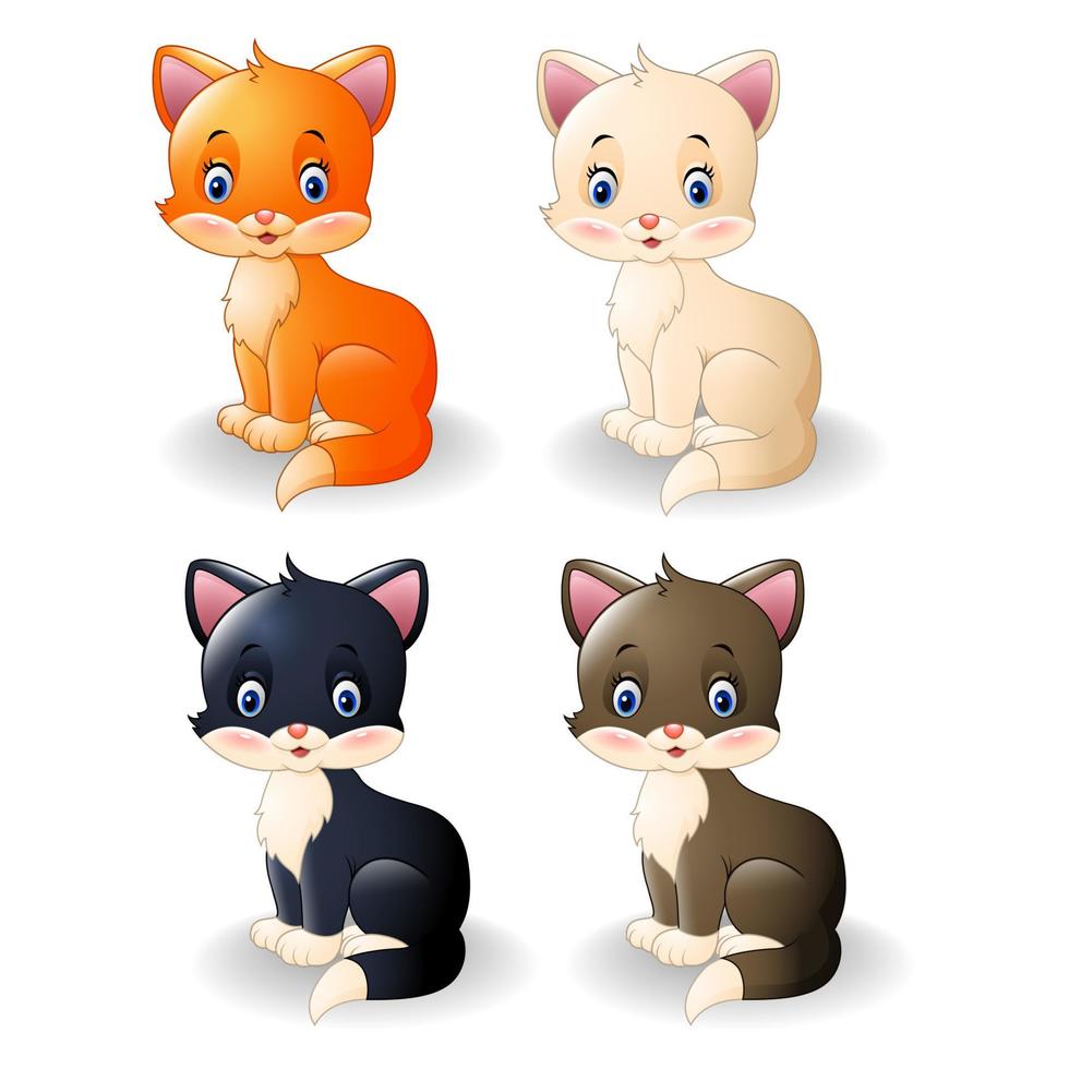 colección de dibujos animados lindo gato vector