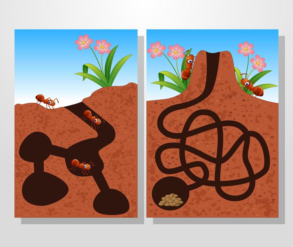 Cartoon ants colony collections set vector