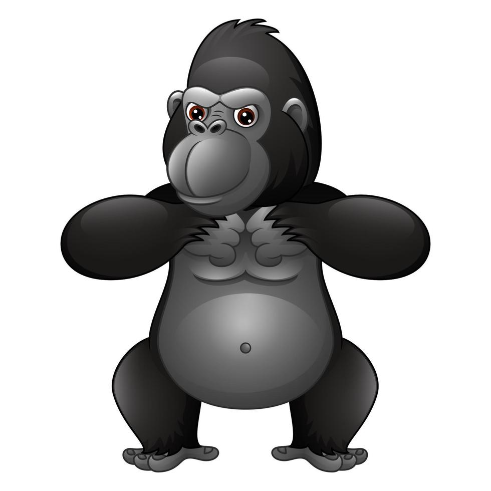 gorila divertido de dibujos animados aislado sobre fondo blanco vector