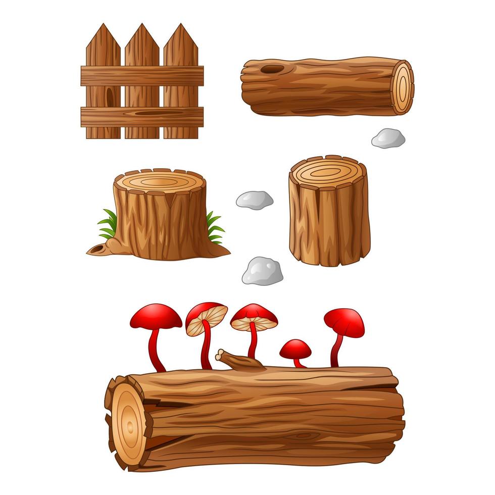 Timber and stump cartoon vector