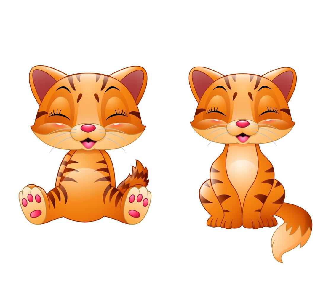 Cute cat cartoon isolated on white background collections vector