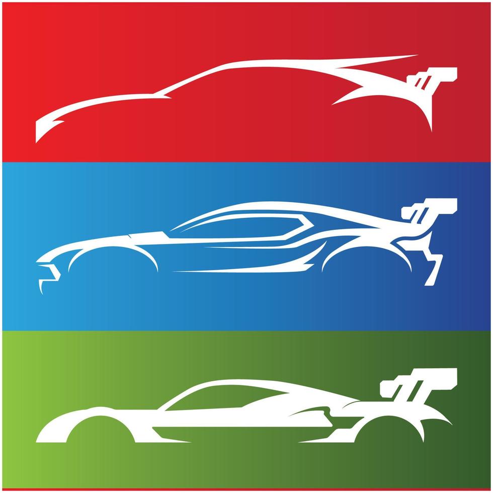 conjunto de logotipo creativo de coche de carreras con plantilla de eslogan vector
