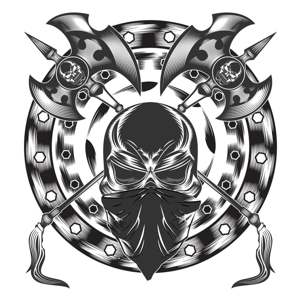 Cowboy Skull With Revolver and skull vector