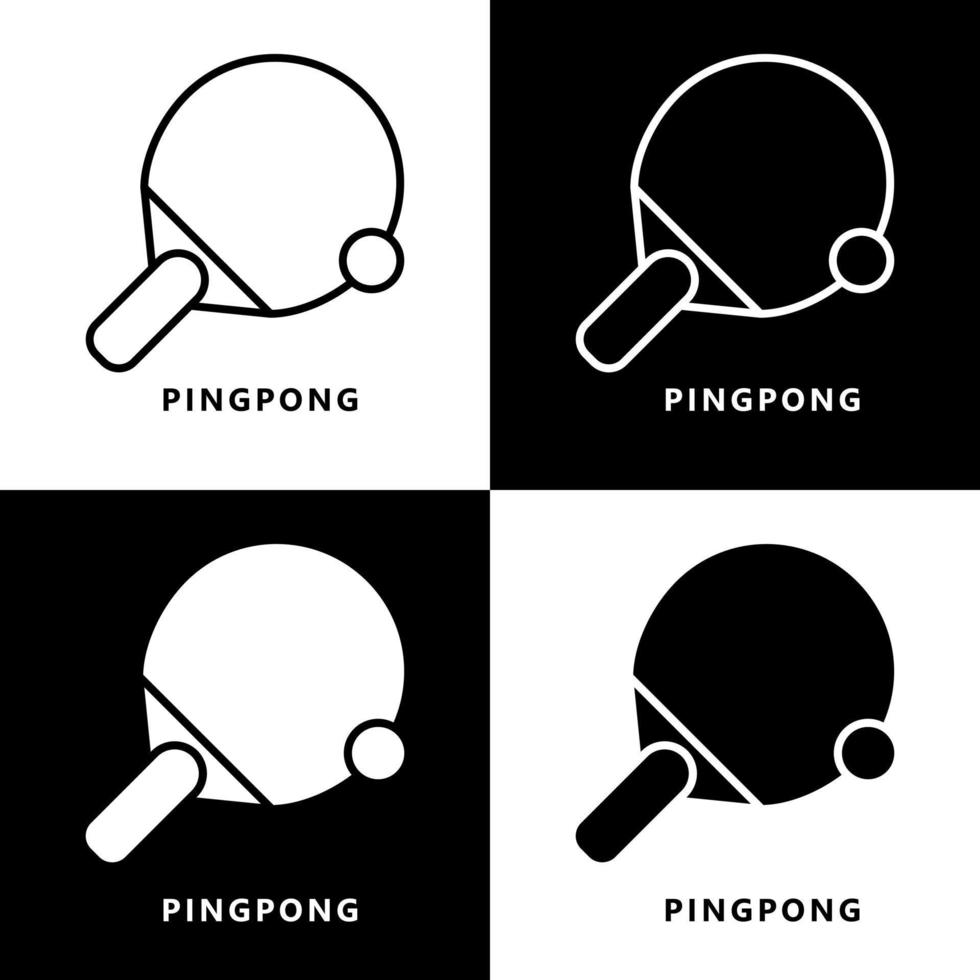 dibujos animados de icono de deporte de tenis de mesa. logotipo de vector de símbolo de ping pong de bate y pelota