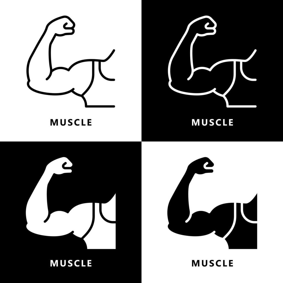 Muscle Icon Cartoon. Strength Arm Symbol Vector Logo