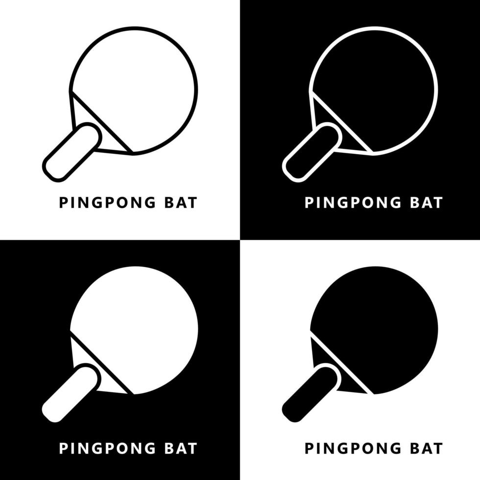 Pingpong Bat Icon Cartoon. Table Tennis Sport Symbol Vector Logo