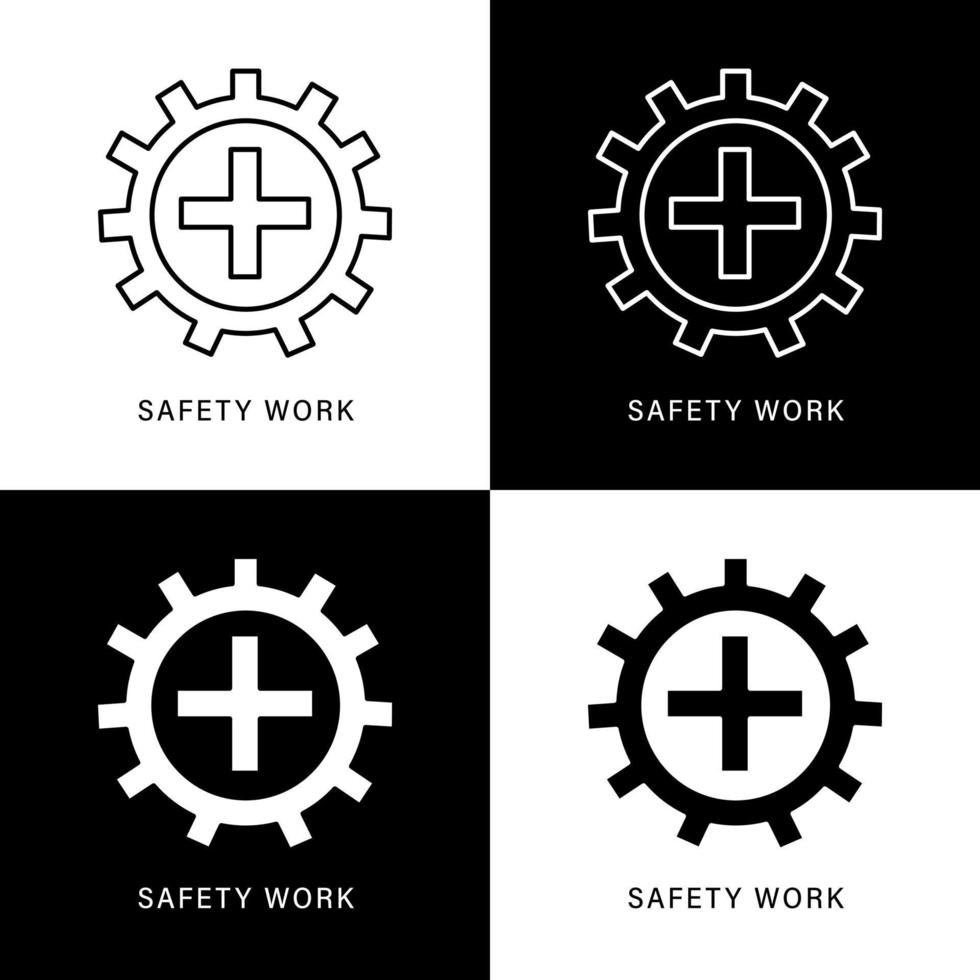 Safety Work Icon Cartoon. Construction and Engineer Symbol Vector Logo